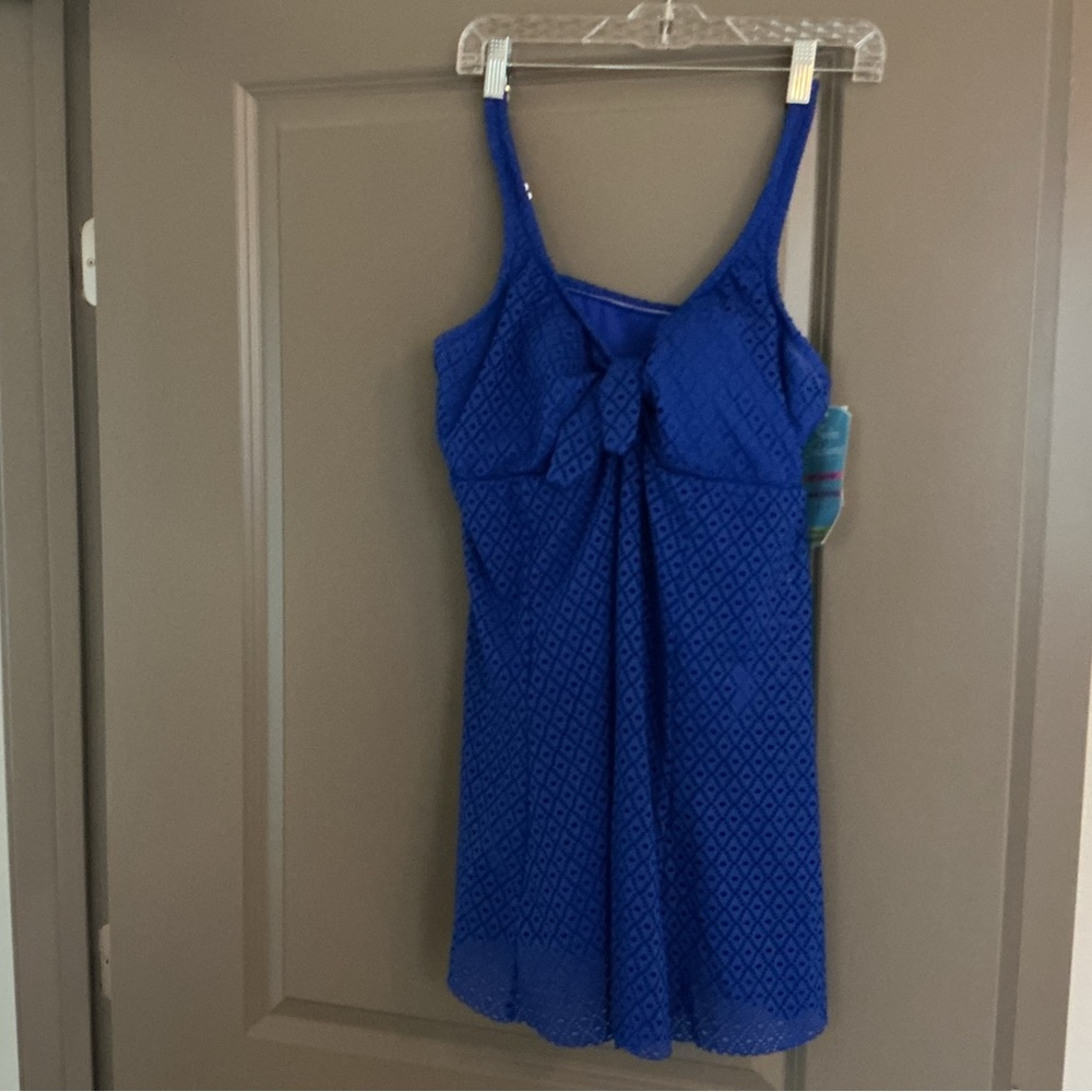 Swim Solutions Cobalt Blue Eyelet Swim Dress with Tummy Control